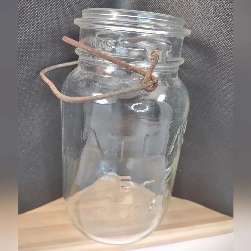 Vintage Atlas E-Z Seal Clear Glass Canning Jar Wire Bail No Lid